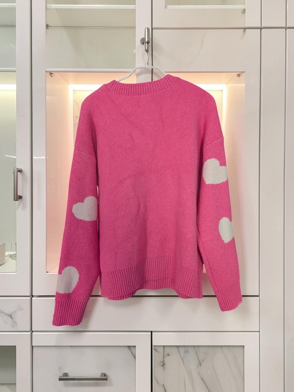 Forever & Ever Pink Heart Knit Oversized Sweater Size L (EUC) - Picture 5 of 7